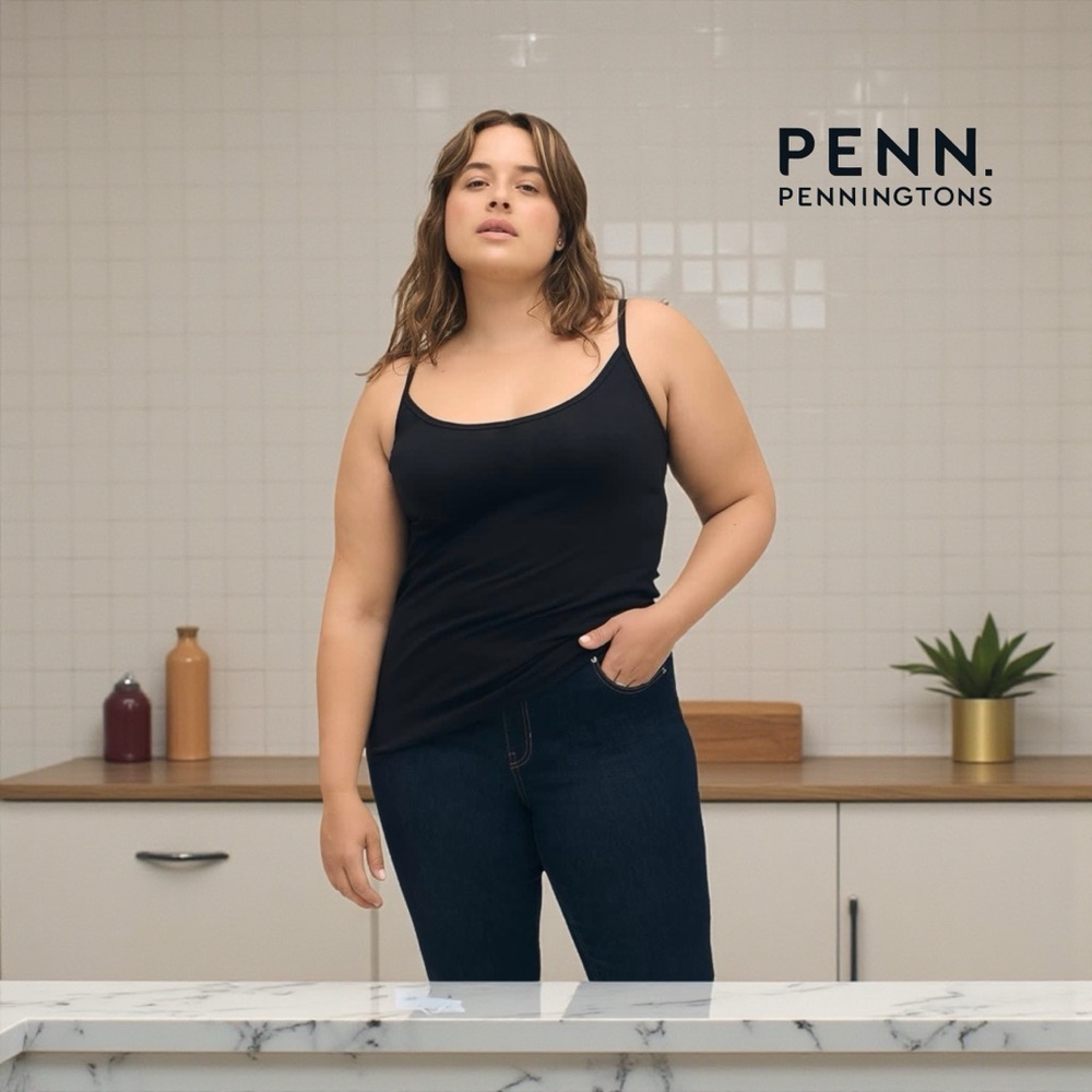 Penningtons (d/C Jeans), Plus Size Black Fitted Camisole – Adjustable Straps, 2X